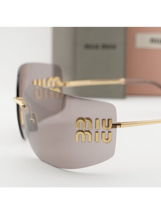 Miu Miu MU54YS 5AK06I Geometric Sunglasses - Gold/Light Purple Brown main image 9